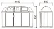 画像3: カイスイマレン 分別用ゴミ箱 ジャンボボトム LLP300W 4台ユニットタイプ ※個人宅配送不可 (3)