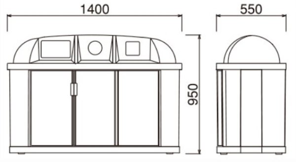 画像3: カイスイマレン 分別用ゴミ箱 ジャンボボトム LLP300 3台ユニットタイプ ※個人宅配送不可 (3)