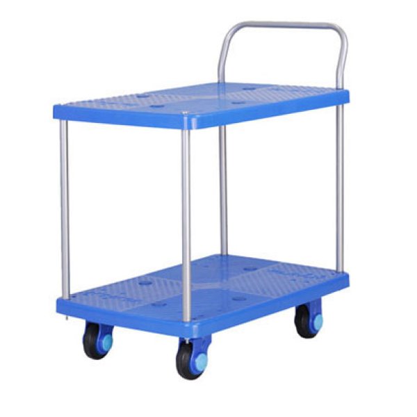 画像1: カナツー 台車 静音シリーズ PLA150-T2-DS (ストッパー付き・テーブル2段式) (1)