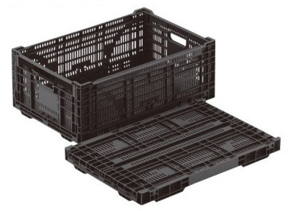 画像2: 岐阜プラスチック工業 折りたたみコンテナ ワンタッチタイプ (底面メッシュ) RS-MM44S ※出荷単位(5個)未満別途送料 (2)