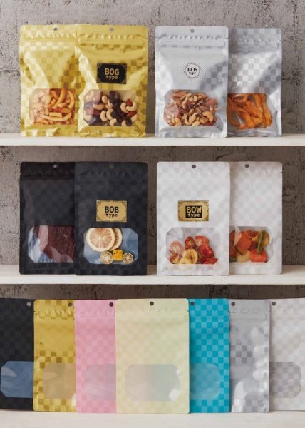 画像1: ベリーパック(富士カガク) 市松柄青 チャック付き三方袋 BOA-1 1ケース2,000枚入り ※個人宅別途送料 (1)