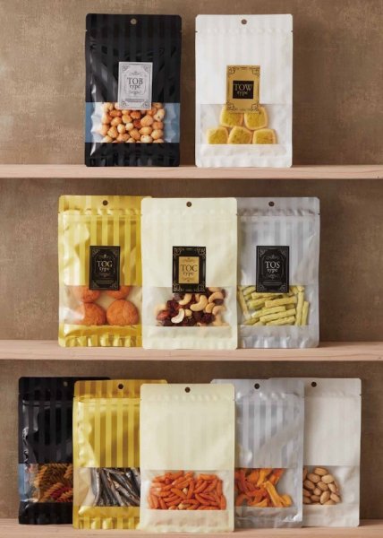 画像1: ベリーパック(富士カガク) バリア性 ストライプ金 チャック付き三方袋 TOG-2 1ケース2,000枚入り ※個人宅別途送料 (1)